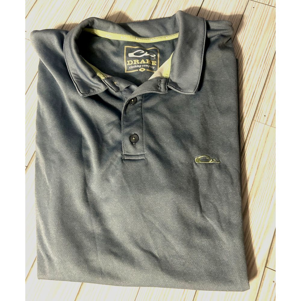 Drake Polo Shirt Mens Blue Short Sleeve Casual Lightweight Travel MEDIUM